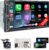 PLZ 7″ Wireless Double Din Car Stereo Apple Car Play Radio Carplay Android Auto QLED Touch Screen, Bluetooth 5.3 Audio Receivers, 1080P Backup Camera, 4.2 Channel Outputs 240W, 2 Subwoofer, FM/AM, SWC